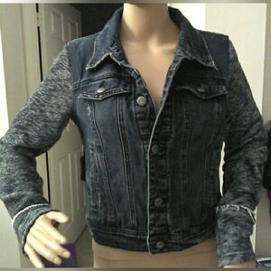 FREE PEOPLE Denim Jacket W/ Heathered KNIT SLV (2 AVAILABLE) BUYING 1 ONLY SZ. S